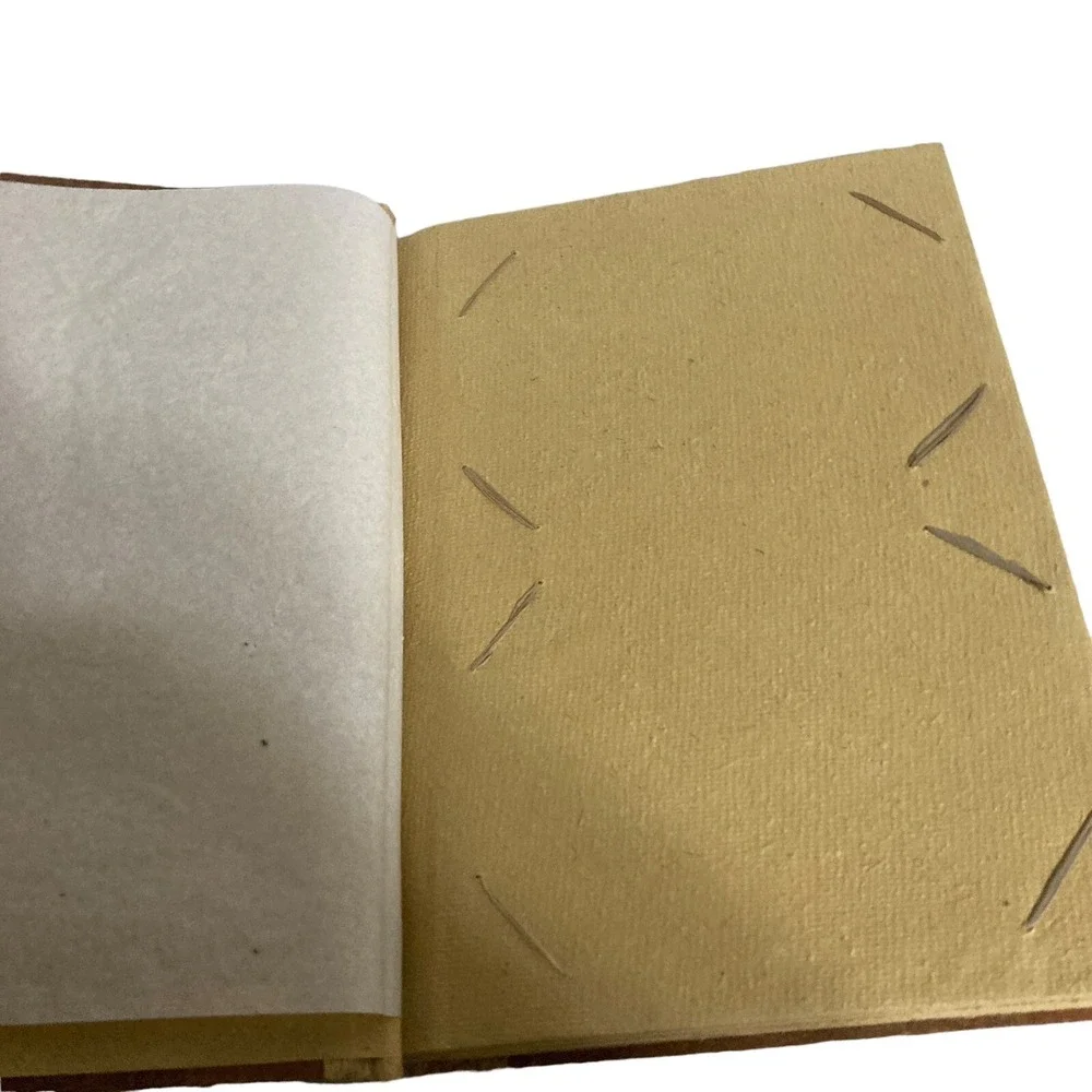 Vtg Handmade Banana Leaf Bamboo Cross Photo Album 8.75